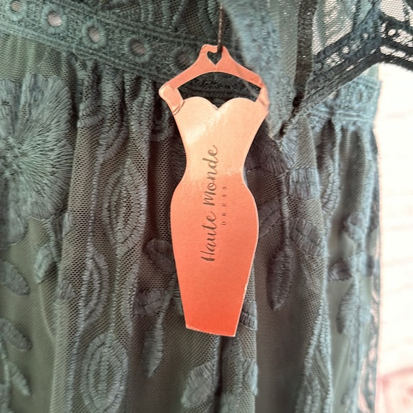 Haute Monde NWT Dark Teal Green Boho Lace Dress - Picture 9 of 13